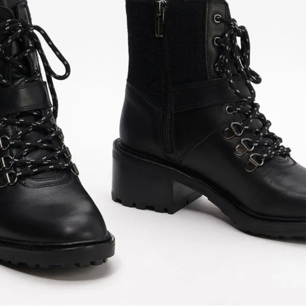 Vince Camuto Black Leather Lace-Up
Boots - Kainder in 5.5 M